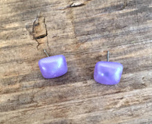 Load image into Gallery viewer, Lavender Enamel Flat Square Stud Earrings
