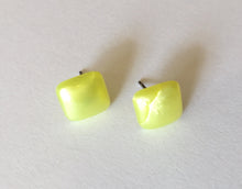 Load image into Gallery viewer, Yellow Enamel Flat Square Stud Earrings