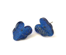 Load image into Gallery viewer, Blue Sparkle Leaf Stud Earrings