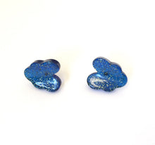 Load image into Gallery viewer, Blue Sparkle Leaf Stud Earrings