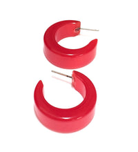 Load image into Gallery viewer, Cherry Red Chunky Mod Moonglow Hoop Earrings