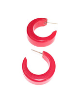Load image into Gallery viewer, Cherry Red Chunky Mod Moonglow Hoop Earrings