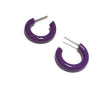 Load image into Gallery viewer, Dark Purple Tiny Tube Hoop Earrings