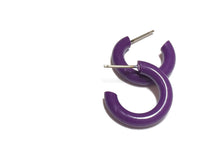 Load image into Gallery viewer, Dark Purple Tiny Tube Hoop Earrings
