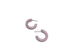 Load image into Gallery viewer, Lavender Shiny Lucite Tiny Tube Hoop Earrings
