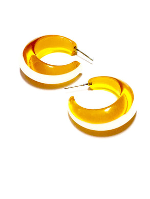 Yellow & White Pinched Bulb Hoop Earrings