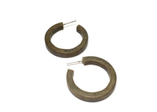 Load image into Gallery viewer, Dark Grey Brown Pin Up Marbled Matte Hoop Earrings