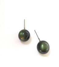 Load image into Gallery viewer, Forest Green Moonglow Ball Stud Earrings
