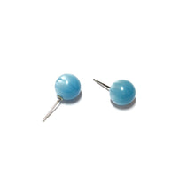 Load image into Gallery viewer, Aqua Blue Moonglow Striped Petite Ball Stud Earrings