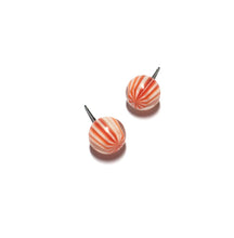 Load image into Gallery viewer, Orange &amp; White Striped Ball Stud Earrings