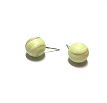 Load image into Gallery viewer, Lime Green &amp; Gold Painted Matte Ball Stud Earrings