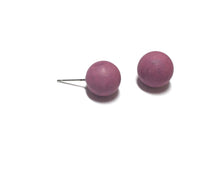 Load image into Gallery viewer, Violet Purple Marbled Matte Ball Stud Earrings