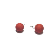 Load image into Gallery viewer, Rust Marbled Matte Orange Ball Stud Earrings