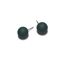 Load image into Gallery viewer, Dark Forest Green Matte Ball Stud Earrings