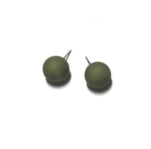 Load image into Gallery viewer, Olive Green Matte Ball Stud Earrings