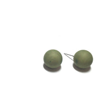 Load image into Gallery viewer, Olive Green Matte Ball Stud Earrings