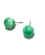 Load image into Gallery viewer, Kelly Green Moonglow Striped Ball Stud Earrings