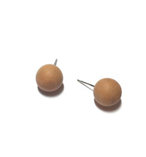 Load image into Gallery viewer, Camel Brown Matte Marbled Ball Stud Earrings