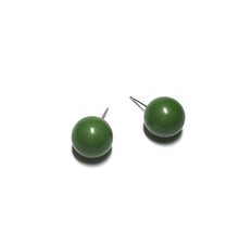 Load image into Gallery viewer, Dark Drab Green Ball Stud Earrings