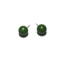 Load image into Gallery viewer, Dark Drab Green Ball Stud Earrings