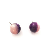 Load image into Gallery viewer, Pink and Purple Harlequin Moonglow Ball Stud Earrings