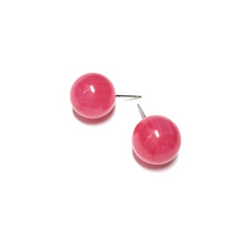 Load image into Gallery viewer, Dark Pink Marbled Ball Stud Earrings