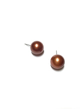 Load image into Gallery viewer, Dark Copper Metallic Ball Stud Earrings