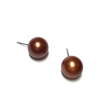 Load image into Gallery viewer, Dark Copper Metallic Ball Stud Earrings