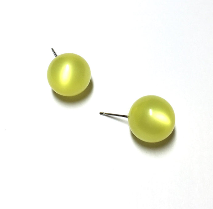 Yellow Moonglow Ball Stud Earrings