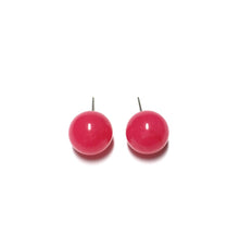 Load image into Gallery viewer, Bright Fuchsia Marble Ball Stud Earrings