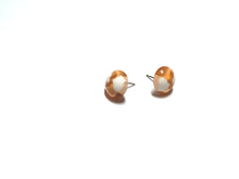 Load image into Gallery viewer, Beige Peach and White Batik Retro Button Stud Earrings