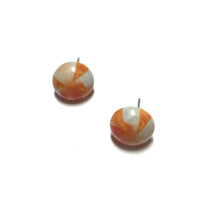 Load image into Gallery viewer, Orange and Grey Sunburst Retro Button Stud Earrings