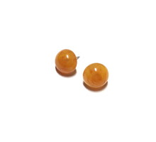 Load image into Gallery viewer, Amber Yellow Marbled Lucite Retro Button Stud Earrings