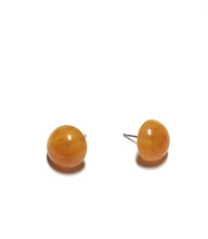 Load image into Gallery viewer, Amber Yellow Marbled Lucite Retro Button Stud Earrings