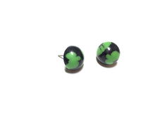 Load image into Gallery viewer, Black and Green Batik Retro Button Stud Earrings