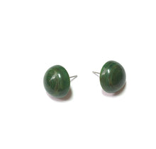 Load image into Gallery viewer, Dark Green Marbled Lucite Retro Button Stud Earrings