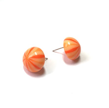 Load image into Gallery viewer, Orange Candy Stripe Retro Button Stud Earrings