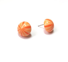 Load image into Gallery viewer, Orange Candy Stripe Retro Button Stud Earrings