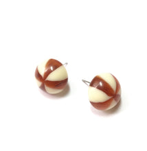 Load image into Gallery viewer, Tortoise Cream Candy Stripe Retro Button Stud Earrings