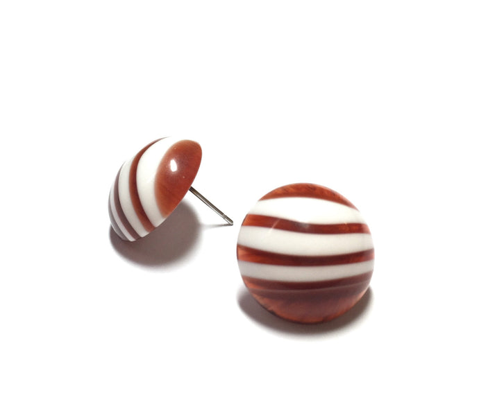 Tortoise Stripe Retro Button Stud Earrings