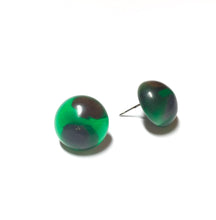 Load image into Gallery viewer, Green with Metallic Gold &amp; Silver Retro Button Stud Earrings