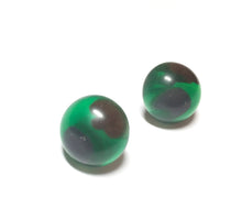 Load image into Gallery viewer, Green with Metallic Gold &amp; Silver Retro Button Stud Earrings