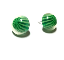 Load image into Gallery viewer, Green Stripe Candy Encased Retro Button Stud Earrings