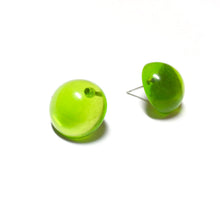 Load image into Gallery viewer, Kelly Green Transparent Retro Button Stud Earrings
