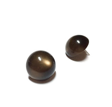 Load image into Gallery viewer, Dark Brown Moonglow Retro Button Stud Earrings