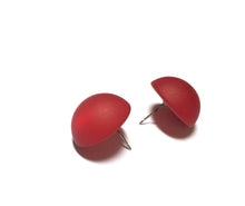Load image into Gallery viewer, Cherry Red Matte Moonglow Retro Button Stud Earrings