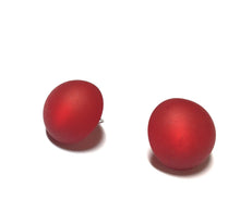 Load image into Gallery viewer, Cherry Red Matte Moonglow Retro Button Stud Earrings