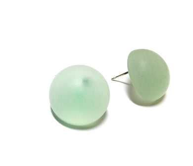 Seafoam Sea Glass Retro Button Stud Earrings