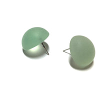 Load image into Gallery viewer, Seafoam Sea Glass Retro Button Stud Earrings