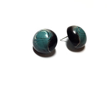 Load image into Gallery viewer, Slate Blue &amp; Black Agate Retro Button Stud Earrings